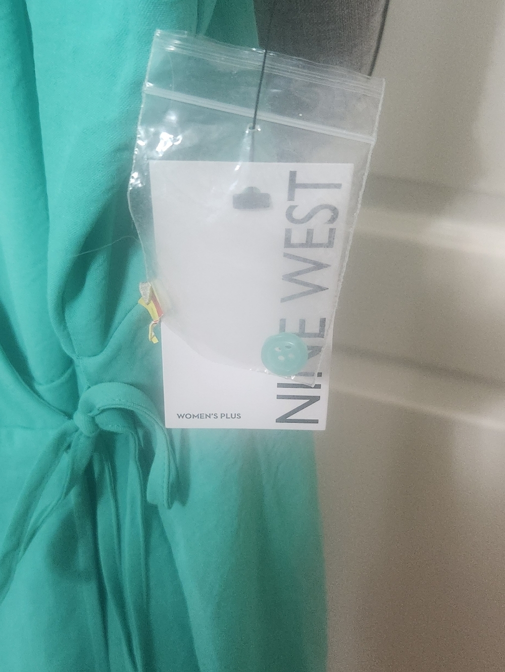 NWT Sea Green Nine West Wrap Dress With Spaghetti Straps Size 2x - Picture 4 of 6